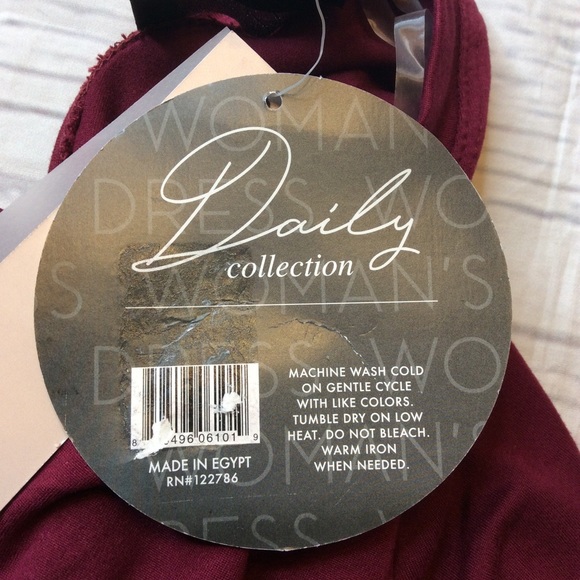 Daily Collection Long Cross Back Soft Stretchy Dress L Wine Color NWT - Picture 9 of 10